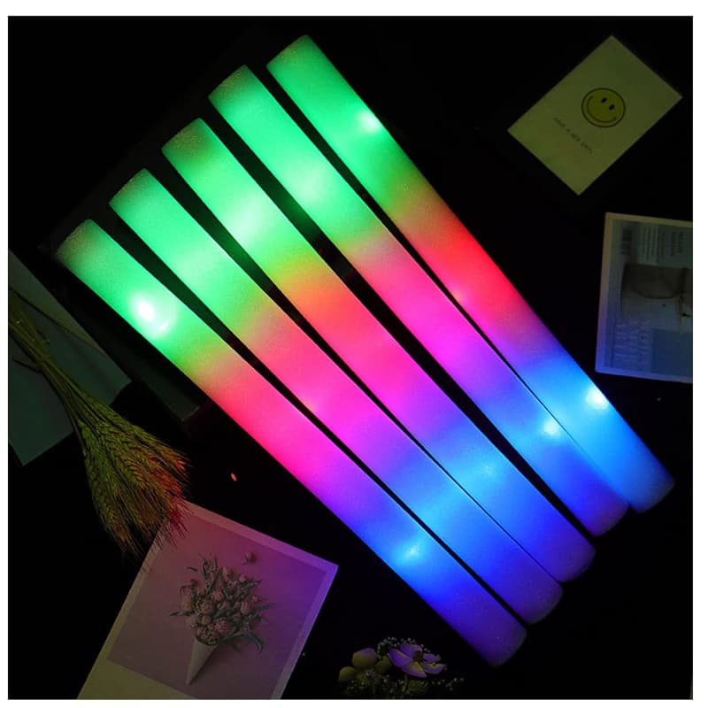 100 PCS Light Up Foam Sticks LED Wands Batons DJ Flashing Glow 16 inch