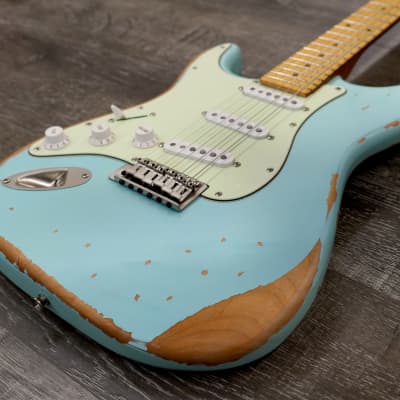 AIO S3 Left Handed Electric Guitar - Relic Sonic Blue (Maple Fingerboard) w/Gator Hard Case image 6