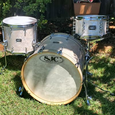 SJC Custom 3pc Drum Set - Aged White Marine Pearl / Maple Shells image 1
