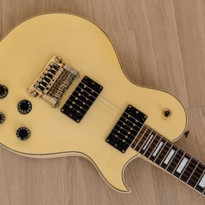 1990 Aria Pro II PE-Deluxe KV Vintage Electric Guitar w/ Gold Kahler, Ivory, Japan image 9