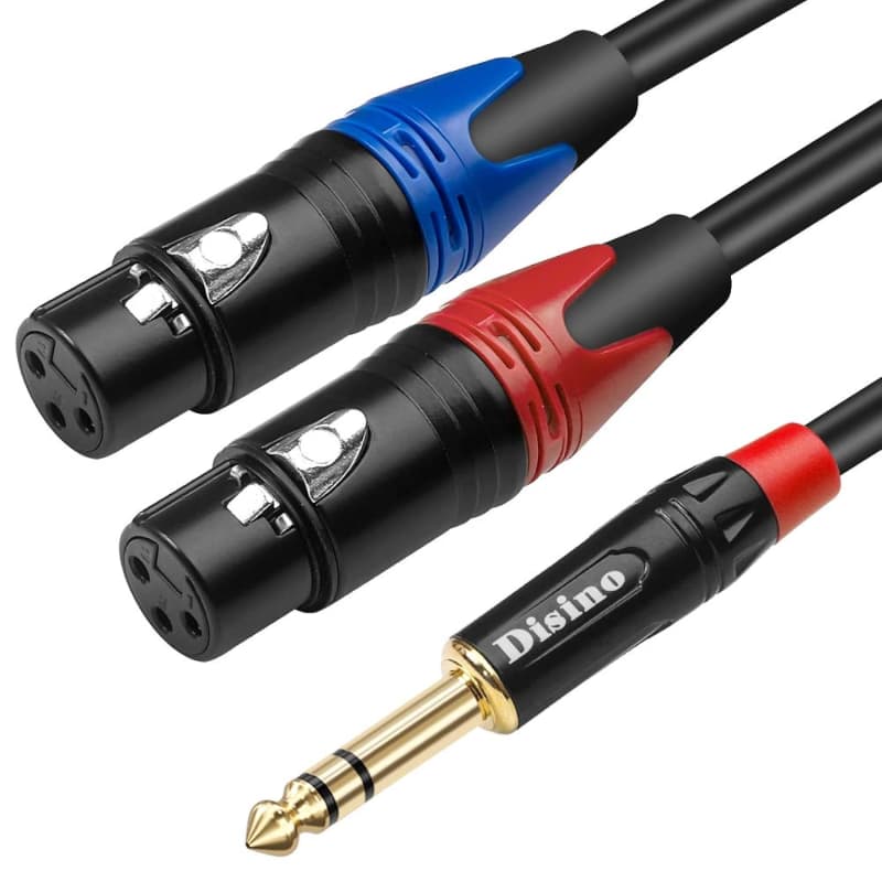 TNP Premium 1/4 Inch (6.35mm) TRS to Dual RCA Cable 3 Feet Balanced TRS  Cable 1/4 Inch to 2 RCA Y Splitter, Red and White Male RCA to 1/4 Adapter