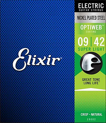 Elixir Electric Nickel-Plated Steel with Optiweb Coating – Super Light 9-42 image 1