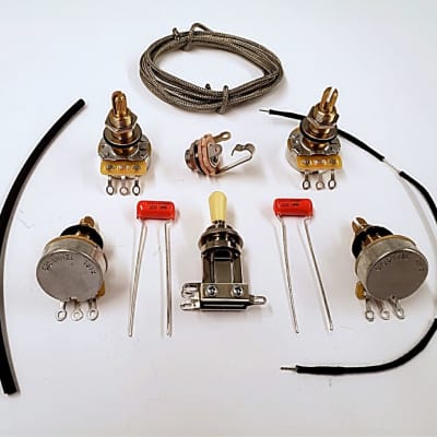 Premium Wiring Harness Kit for Les Paul - Switchcraft - CTS 550k Premium Pots .022 Orange Drop Caps image 1