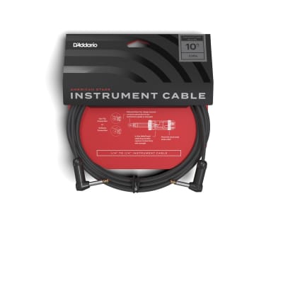 D'Addario American Stage Instrument Cable, Dual Right Angle, 10 feet image 1