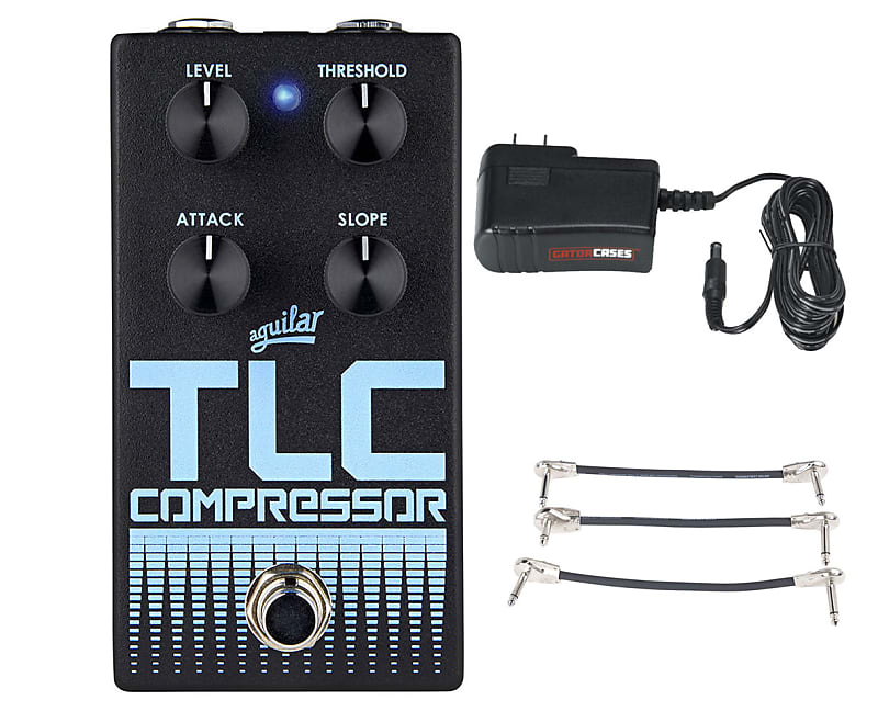 Aguilar TLC V2 Bass Compressor Pedal + Gator 9V Power Combo & 3 Patch Cables
