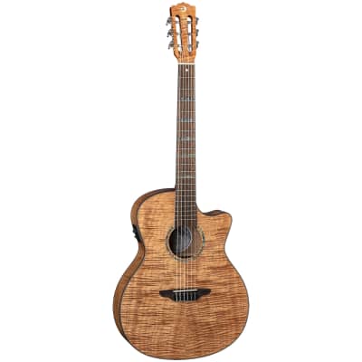Luna HT EXM NYL High Tide Exotic Mahogany Top Nylon Acoustic Electric Guitar for sale