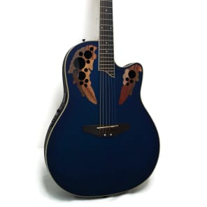 Applause by Ovation AE147 Mid-Depth Acoustic-Electric Guitar - Trans Blue image 2