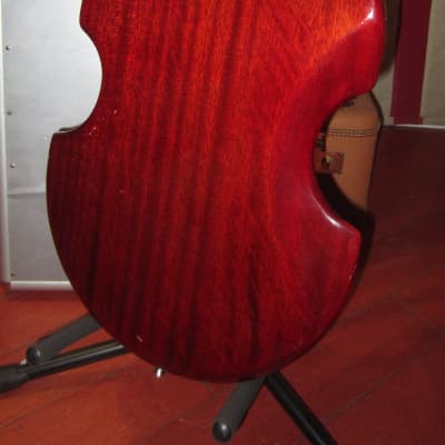 ~1966 Maxitone Electric Solidbody Bass Dark Red w. Hard Case image 5