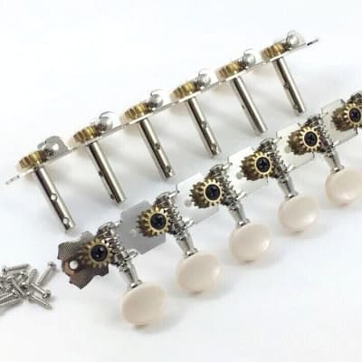 Vintage White Button Tuners for 12-string Slotted Headstock Guitar TK-0798-001 image 2