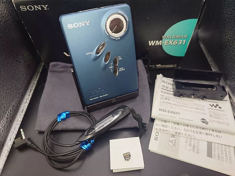 RARE BLUE New In Box Complete Fully Serviced Sony WM-EX631 Walkman Cassette Player Blue Serviced Working Perfectly  			