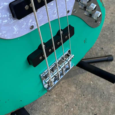 GAMMA Custom Bass Guitar JRW24-01, 4-String Beta Model, Road Worn Marina Green image 4