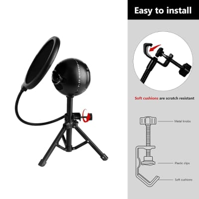 For Creators Mic Pop Filter Compatible With Blue Yeti, Yeti X, Yeti Pro, Yeti Nano, Snowball Ice, Snowball, Microphone Filter Shield, Wind Pop Screen, Antipop Mask With C-Clamp image 4