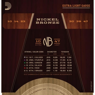 Cuerdas Acústica D´Addario Nickel Bronze NB1047 10-47 image 3