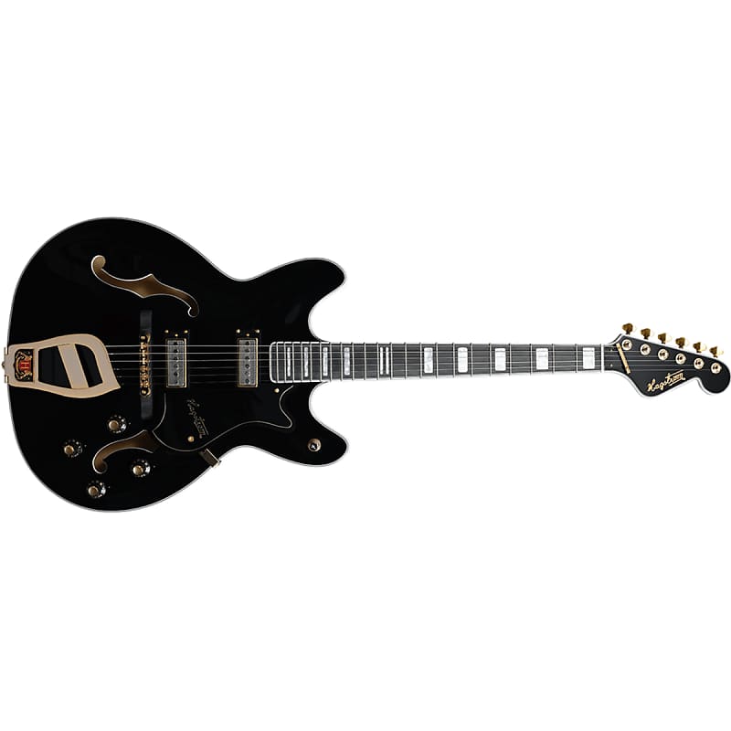 Hagstrom '67 Viking II Hollow-Body Guitar, Resinator Fretboard, Black Gloss image 1