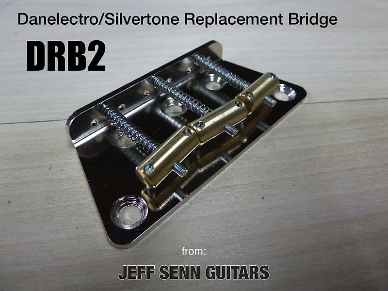 Danelectro/Silvertone Replacement Bridge (DRB2) with 5/16" Intonated Brass Saddles image 1