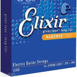 Elixir Strings 12450 Nanoweb Electric Guitar Strings - .010-.046 Light 12-string image 2