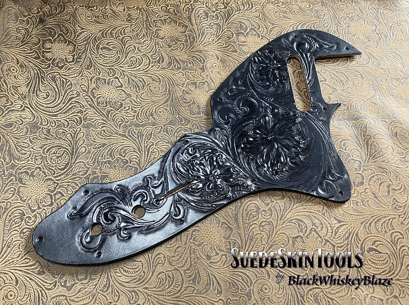 Custom Hand Tooled Leather Pickguard fits Fender Thinline Telecaster Tele image 1