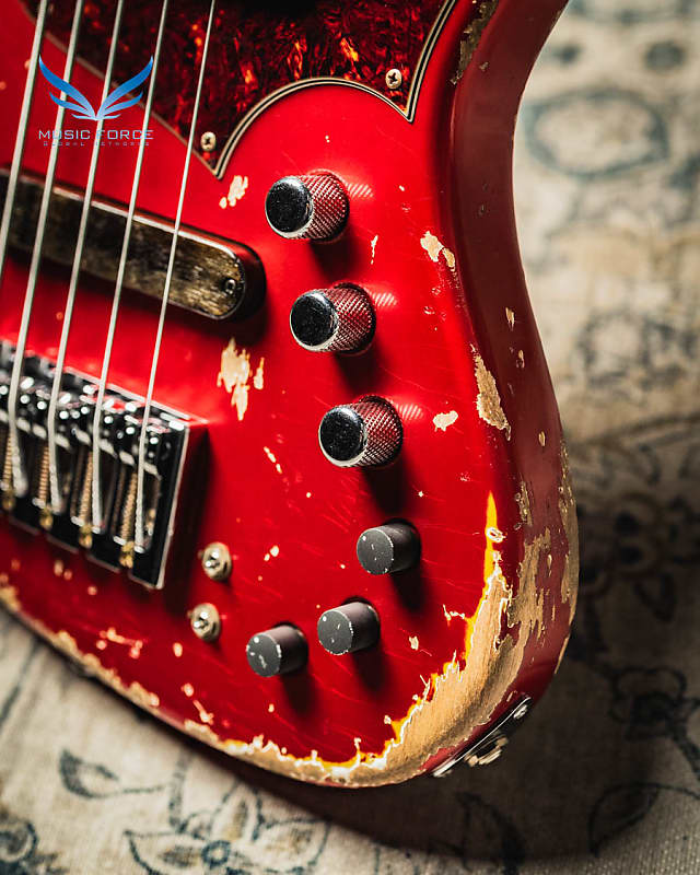 ベース xotic xj-1t 5st Candy Apple Red Xotic XJ-1T Jazz-Style 5-String Bass Guitar Candy Apple Red
