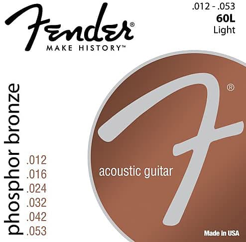 Fender 60L Phosphor Bronze Acoustic Guitar Strings, Light, .012-.053 image 1