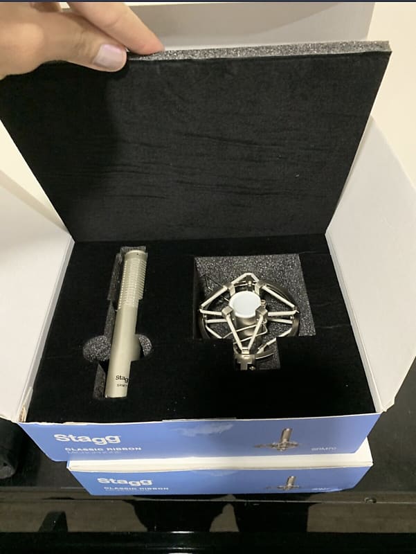 Stagg SRM70 Ribbon Microphone Pair 2021 Aluminum Reverb