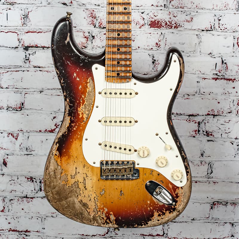 Fender - B2 Custom Shop Limited Edition - Red Hot Stratocaster® Electric Guitar - Maple Fingerboard - Super Heavy Relic - Faded Chocolate 3-Tone Sunburst - w/ Custom Shop Brown Hardshell Case - x9485 image 1