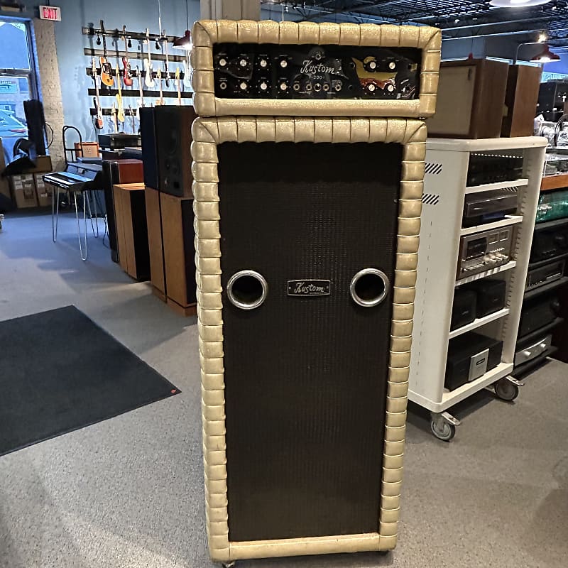 Kustom 200 1970’s - White sparkle head and 3x15” cabinet image 1