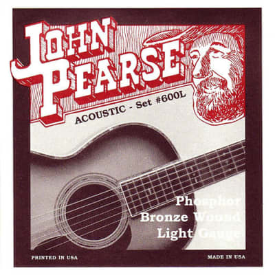 John Pearse 600L Phosphor Bronze Wound Acoustic Guitar Strings - Light for sale