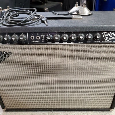 Vintage 1965 Fender Twin Reverb 2-Channel 85-Watt 2x12" JBL D120s Guitar Combo Black Panel with original paperwork and original (and newer) vibrato and spring reverb footswitch image 2