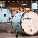 Sonor SQ1 3pc Drum Set 22/12/16 Cruiser Blue w/ Walnut Hoops