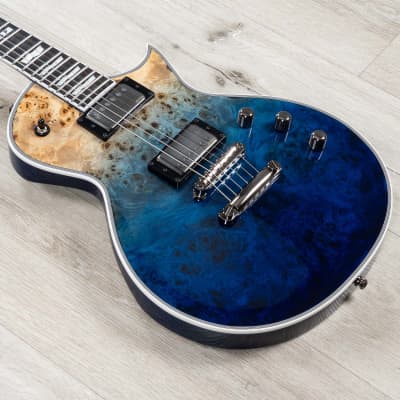 ESP E-II Eclipse Guitar w/ Case, Buckeye Burl Top, Ebony, Blue Natural Fade image 13
