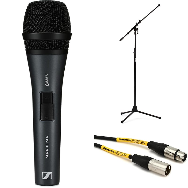 Sennheiser e 835-S Cardioid Dynamic Microphone Bundle with Stand and Cable image 1