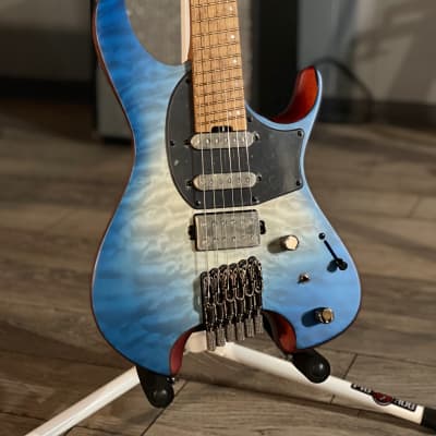 Ibanez QX54QM, 6 String Headless Guitar, Blue Sphere Burst Matte W