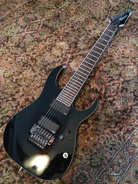 Ibanez RGIR27E Iron label RG 7 String w EMG 707 Stutter Switch in Black with White Binding