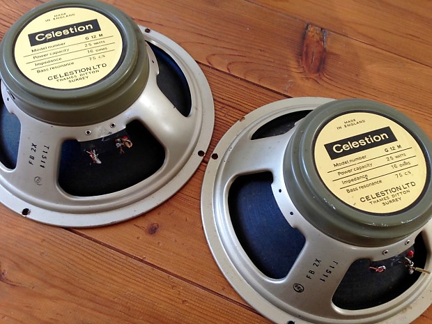 Pair 2x 1969 Celestion G12M T1511 Greenback 16 Ohm 25 WATT 55hz pre Rola FB 2X June 2nd 1969