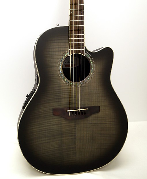 Ovation Celebrity Standard Plus CS24P TBBY Mid Depth Acoustic Electric Guitar Trans Black