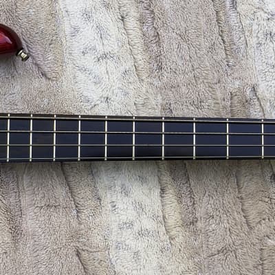 2007 Zon Sonus 4 String Bass, Ash, Trans Red, Custom Bartolinis, 24 Fret Neck, Bag image 6