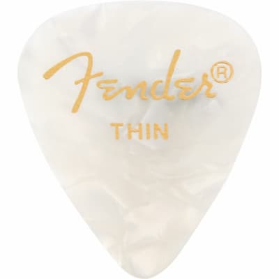 Fender 351 Shape Premier Celluloid Guitar Picks, Thin, White Moto, 12-Pack image 2