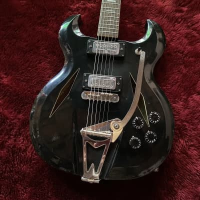 c.1968- Firstman Baron MIJ Vintage Semi Hollow Body Guitar “Black” image 1