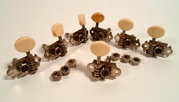 Wartime Martin Waverly Vintage Tuners 1940's set of 7 w/ ferrules image 1