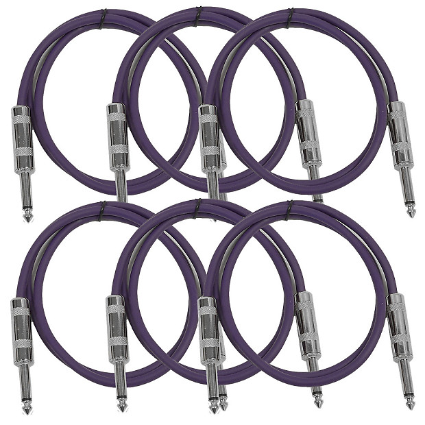 Seismic Audio SASTSX-2PURPLE-6PK 1/4" TS Patch Cable - 2' (6-Pack) image 1