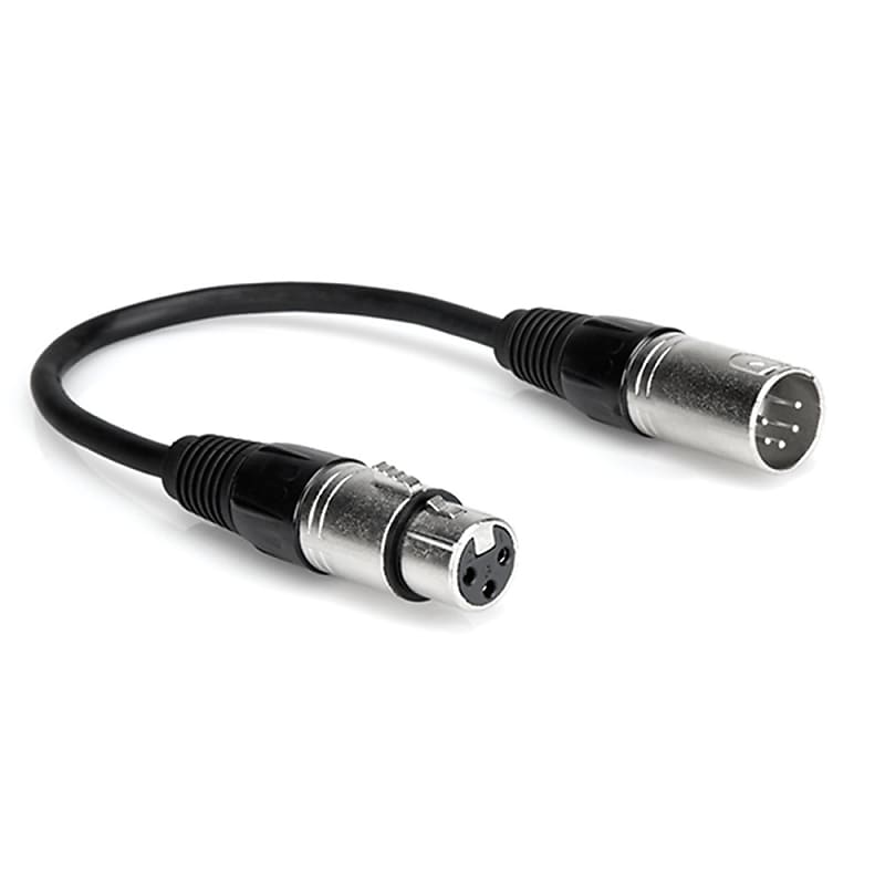 Hosa DMX-106 DMX512 5 Pin XLR Male to 3 Pin XLR Female Adapter Cable for Control Boards - 6" image 1