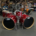 DW Collector's 12/16/18/24/24" Exotic Olive Ash Burl Double Bass Drum Kit Set in Candy Apple Red Stain