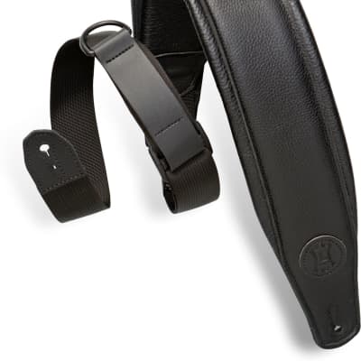 Levy's Right Height Padded Leather Guitar Strap, Black image 2