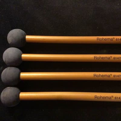 Rohema Percussion - Percussion Mallets Soft Rubber 25MM Ball (Made in Germany) Bamboo Handle 2 Pairs image 2