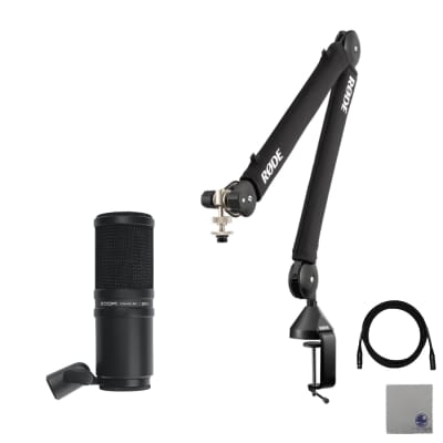 Rode PodMic Dynamic Podcast Microphone with StreamEye BOOMARM Mic Arm,  Over-Ear Closed-Back Podcast Headphones, XLR Cable and StreamEye Polishing  Cloth