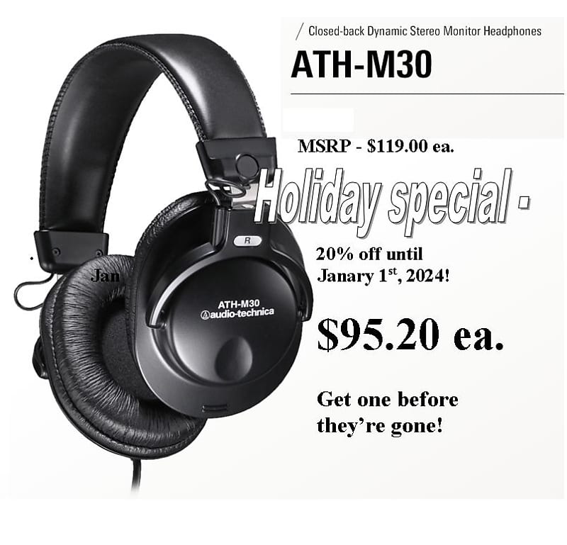 Audio-Technica ATH-M30 Over-Ear Headphones Black image 1