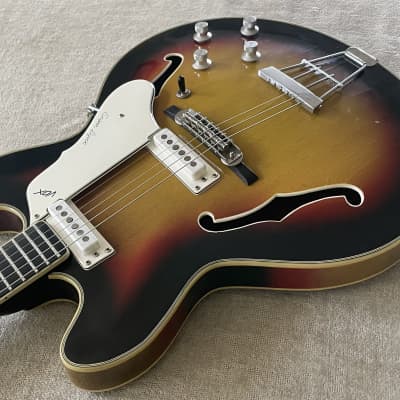 Immagine 1966 Vox Super Lynx Sunburst Hollowbody Electric Guitar + OHSC Case Made in Italy - 7