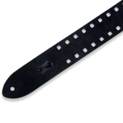 Levy's Leathers - M12SPOV-BLK - 2" Wide Square Punch Leather Guitar Strap image 3