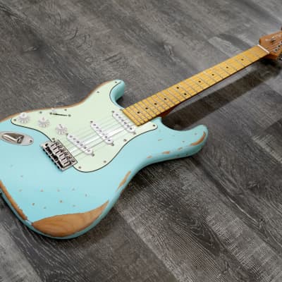 AIO S3 Left Handed Electric Guitar - Relic Sonic Blue (Maple Fingerboard) w/Gator Hard Case image 5