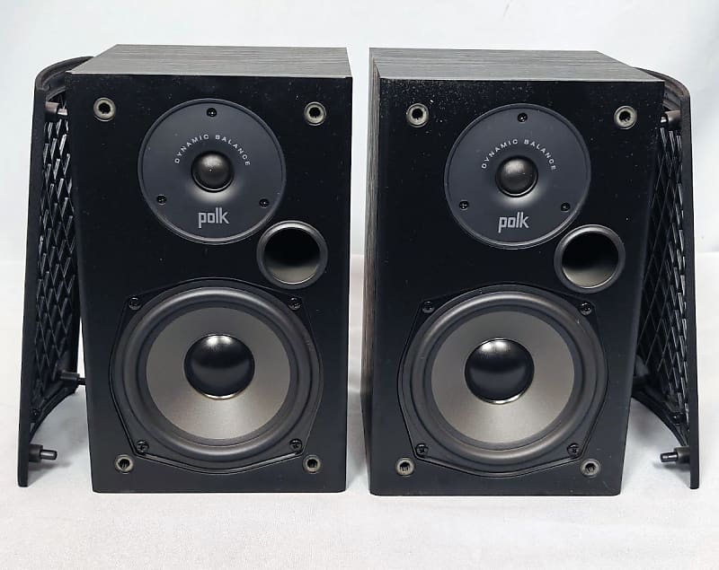 Polk Polk Audio T15 100 Watt Home Theater Bookshelf Speakers 90s  - Black wood cabinet  			